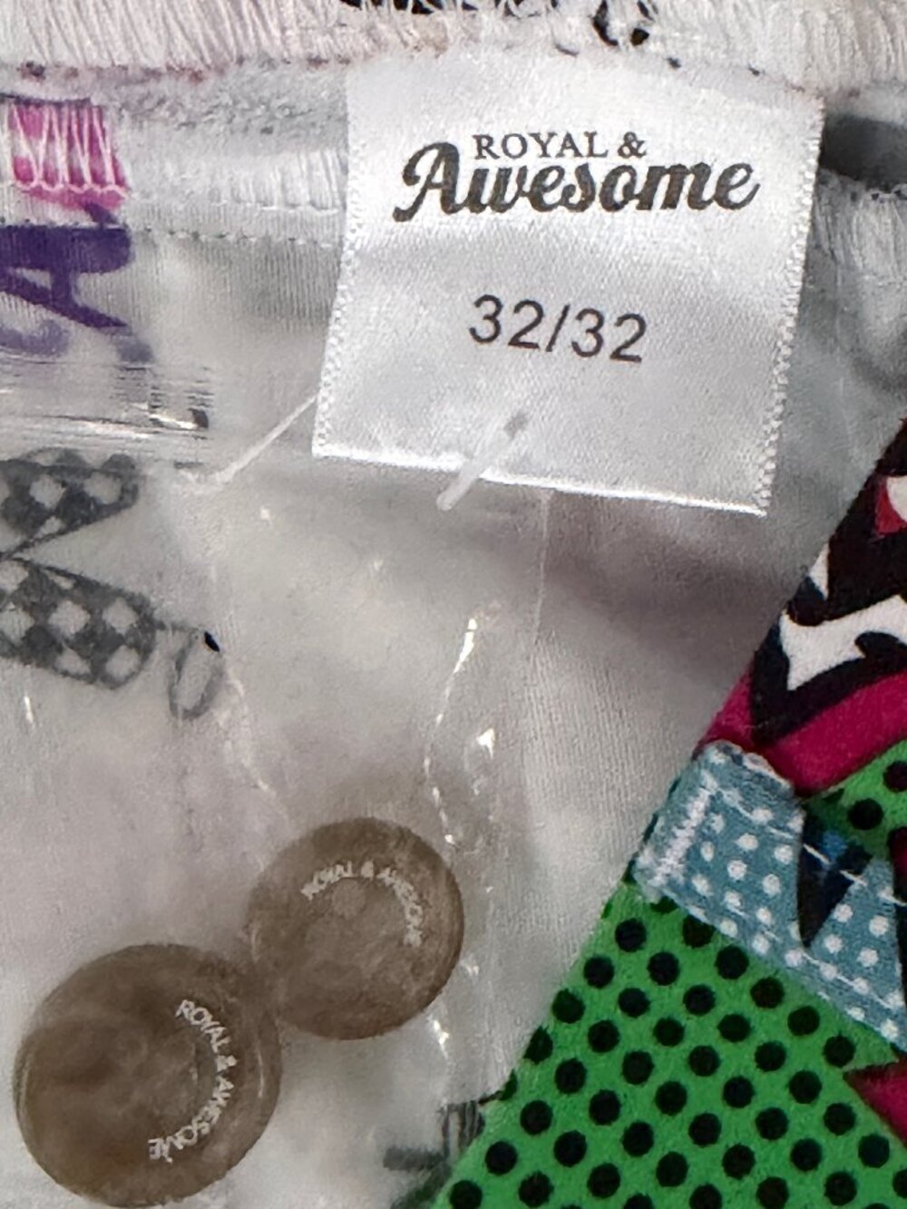 Royal and Awesome Men`s Golf Pants Partoon Comic Book Design - Size W32 L32 EUC - Picture 10 of 11